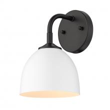  6956-1W BLK-WHT - Zoey 1-Light Wall Sconce in Matte Black with Matte White Shade